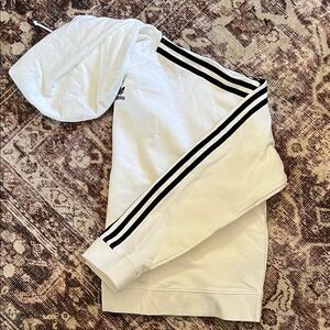 Adidas White crop Sweatshirt with Black Accents